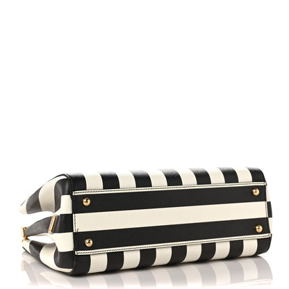 Dolce & Gabbana Dauphine Striped Top Handle Satchel Black White 3 of 7