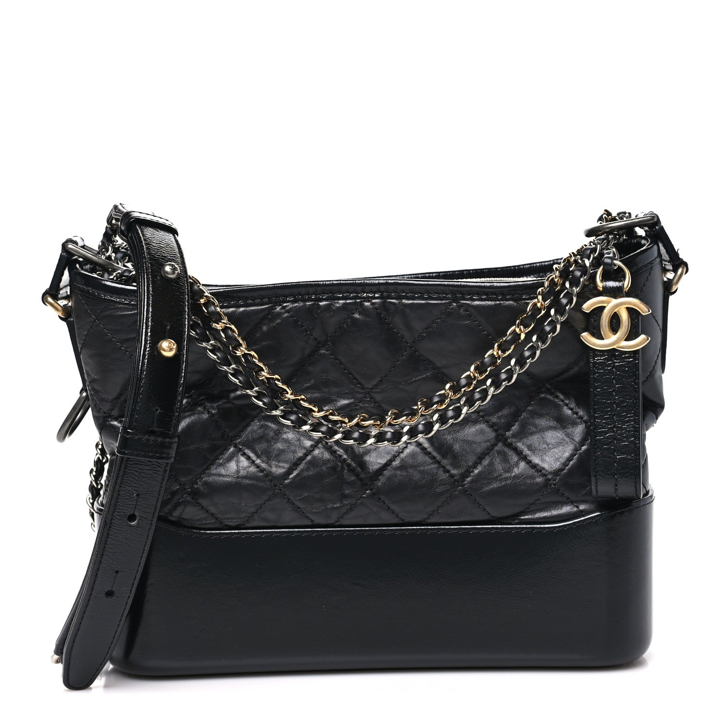Chanel Aged Calfskin Quilted Small Gabrielle Hobo Black 1 of 11