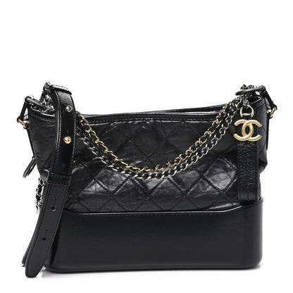 Chanel Aged Calfskin Quilted Small Gabrielle Hobo Black 1 of 11