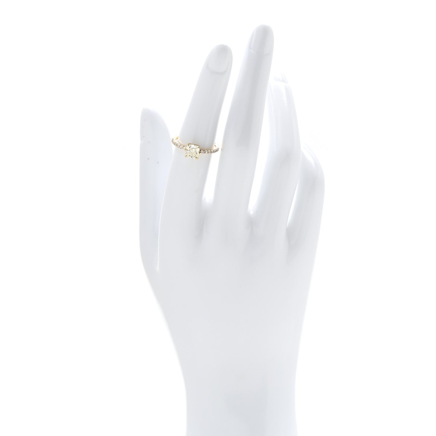 18K Yellow Gold Diamond 1.00ct Cushion Cut Pave Band Engagement Ring 51 5.75