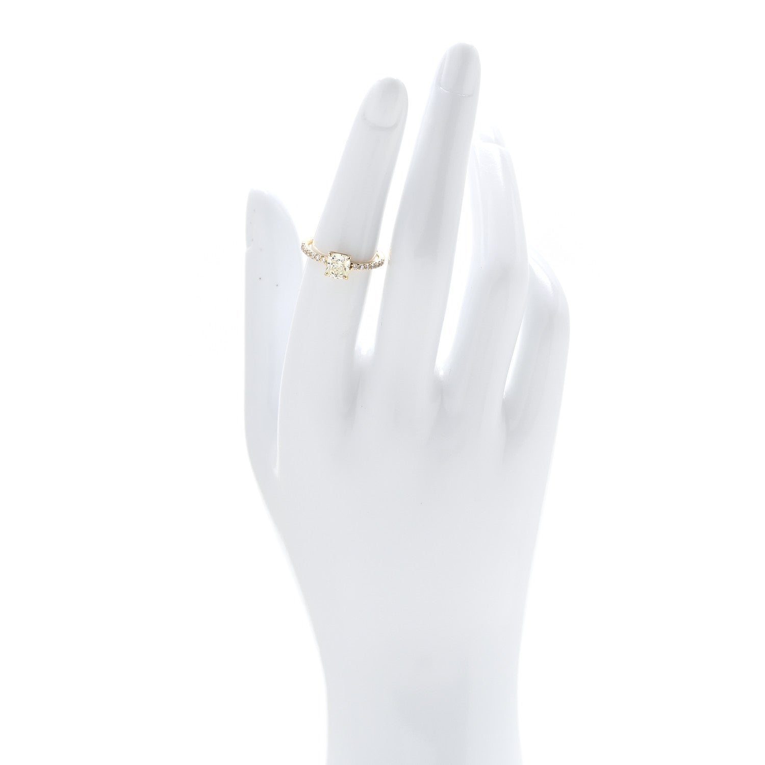 Parker & West by FASHIONPHILE 18K Yellow Gold Diamond 1.00ct Cushion Cut Pave Band Engagement Ring 51 5.75 2 of 10