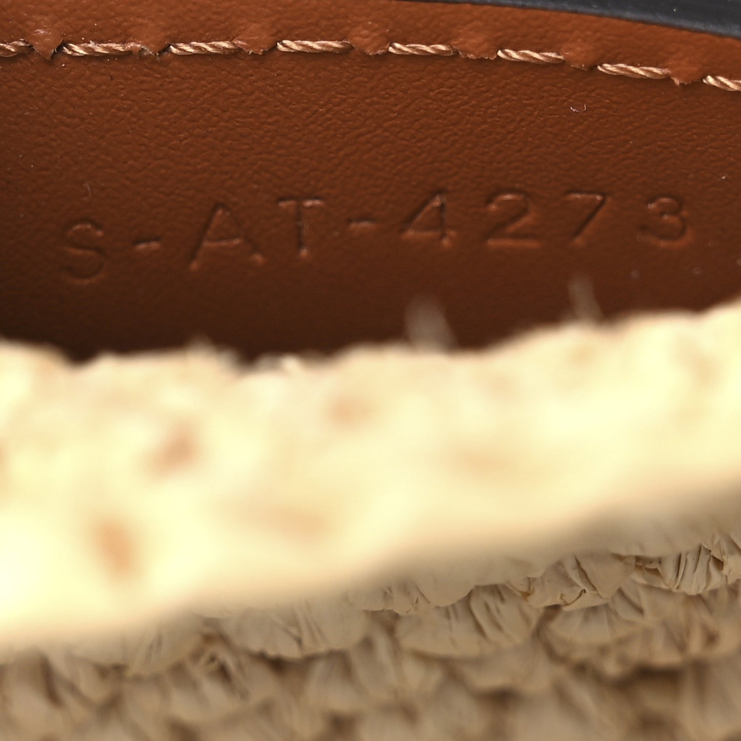 Raffia Calfskin Triomphe Small Cabas Thais Tan