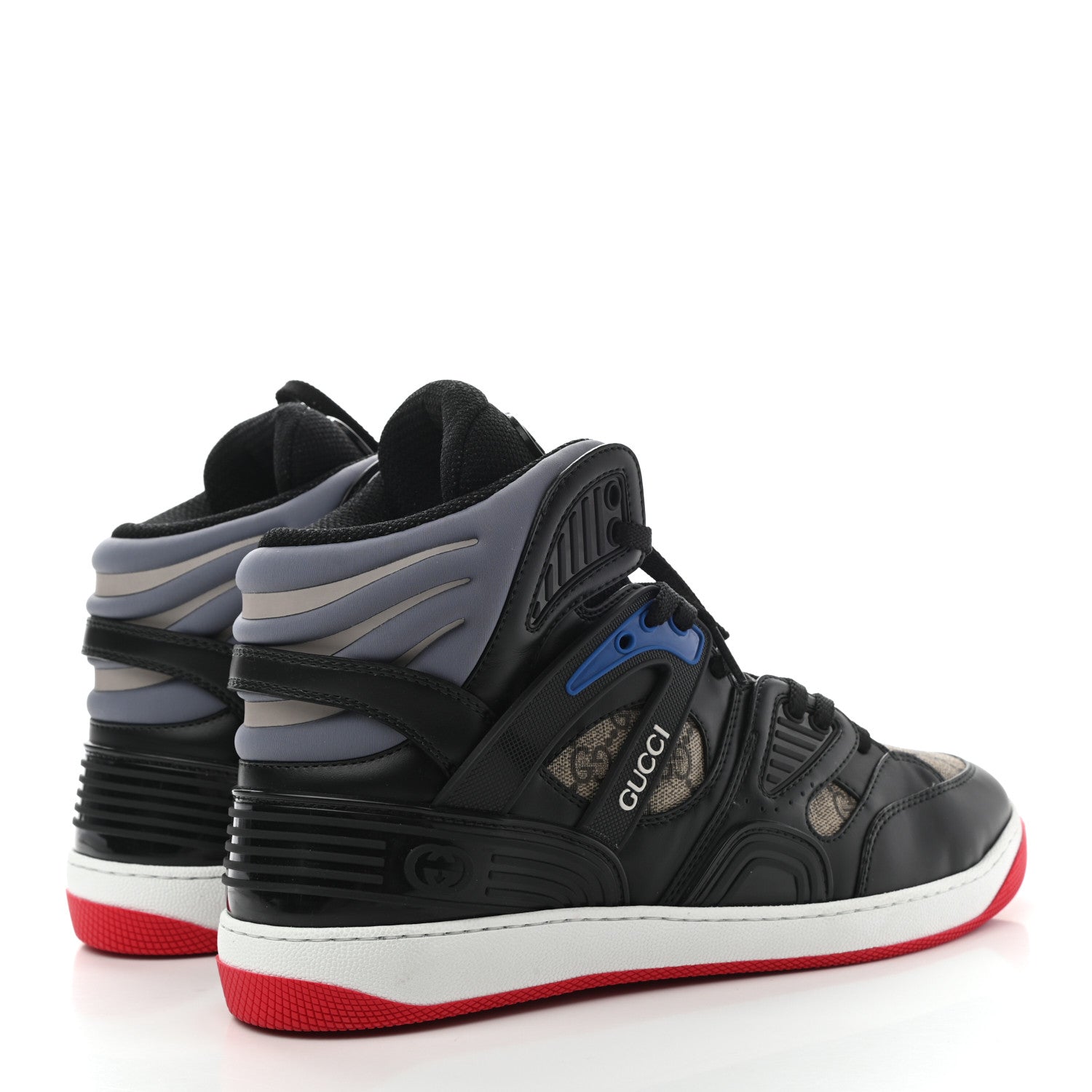 Gucci Demetra GG Supreme Monogram Mens Basket High Top Sneakers 10 Black Beige Ebony Grey 4 of 9