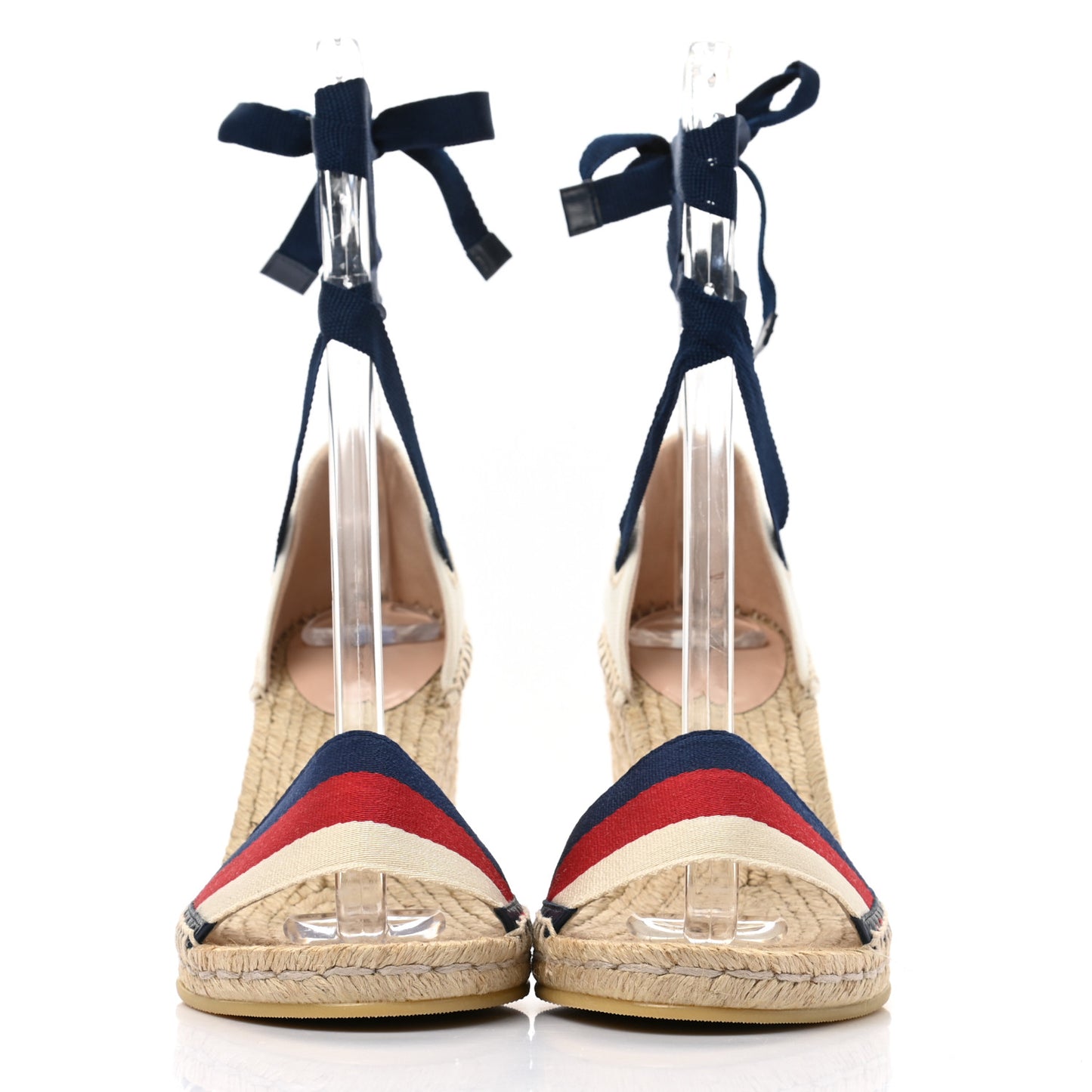 Canvas Sylvie Web Ankle Wrap Espadrille Wedge Sandals 38.5 Mystic White Hibiscus Red Maritime