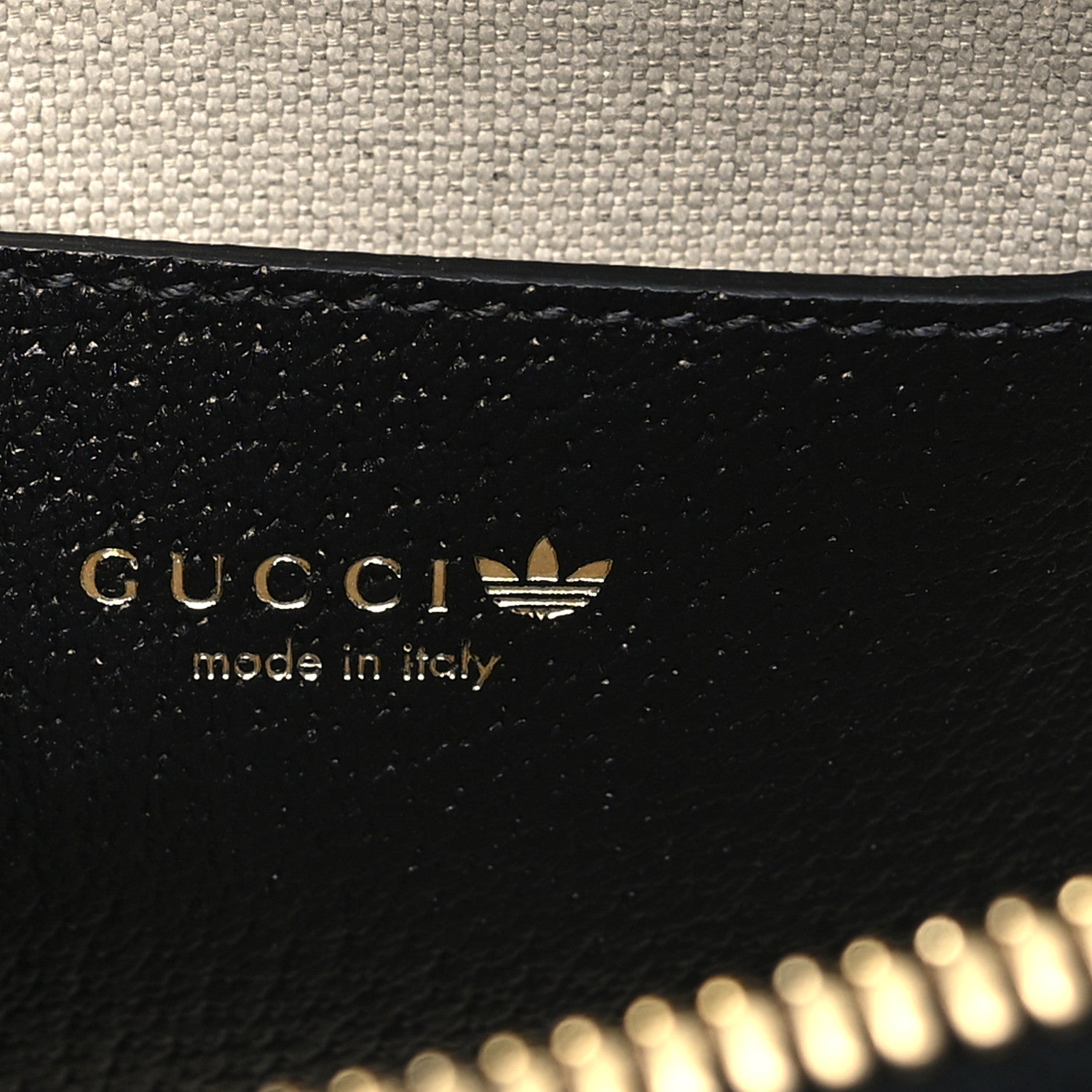 Gucci X ADIDAS Textured Dollar Calfskin Web Trefoil Mini Horsebit 1955 Top Handle Bag Black Off White 6 of 10