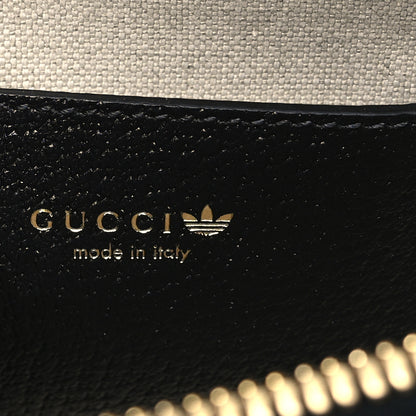 Gucci X ADIDAS Textured Dollar Calfskin Web Trefoil Mini Horsebit 1955 Top Handle Bag Black Off White 6 of 10