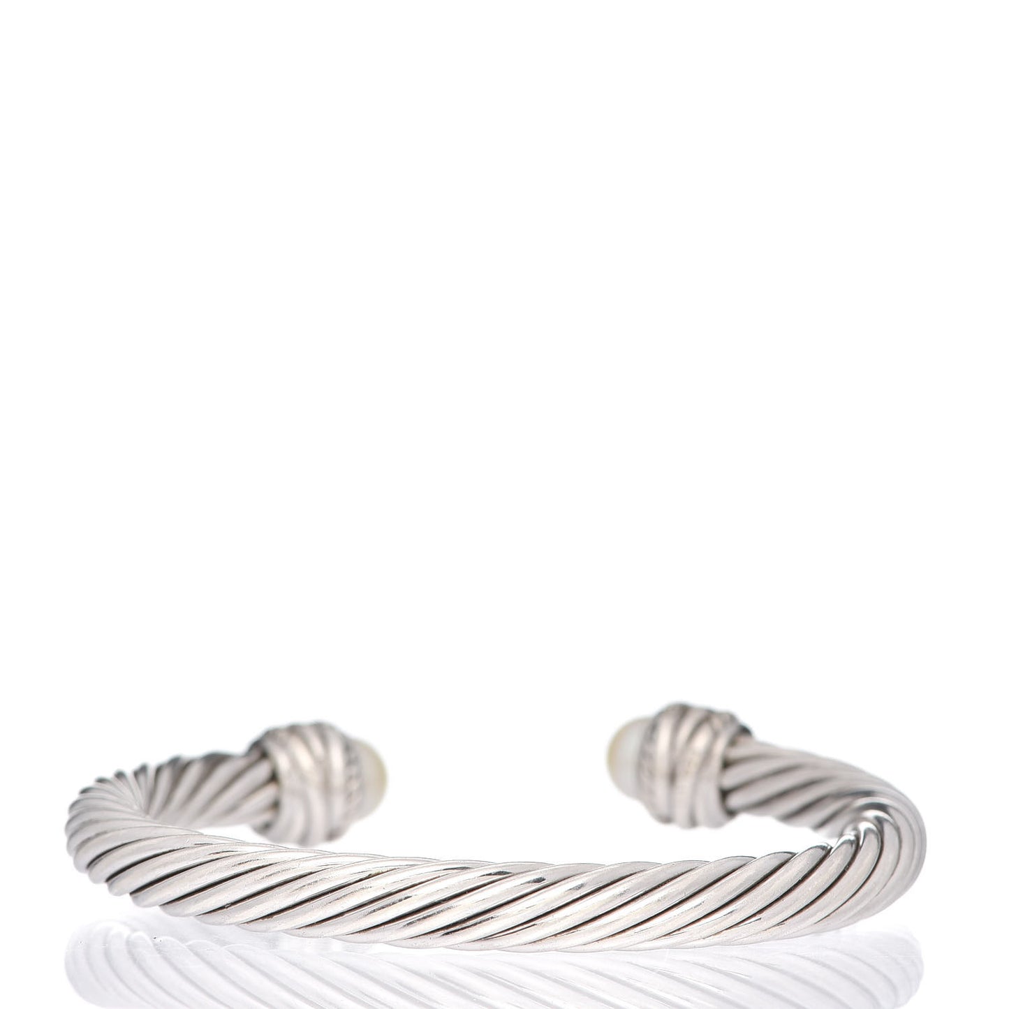 Sterling Silver Diamond Pearl 7mm Crossover Bracelet