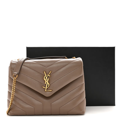 Saint Laurent Calfskin Y Quilted Monogram Small Loulou Chain Satchel Dark Beige 13 of 13