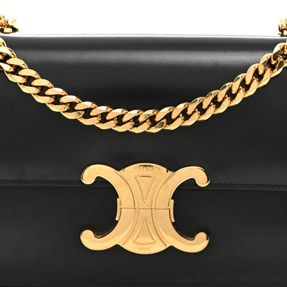Celine Shiny Calfskin Triomphe Chain Shoulder Bag Black 9 of 11