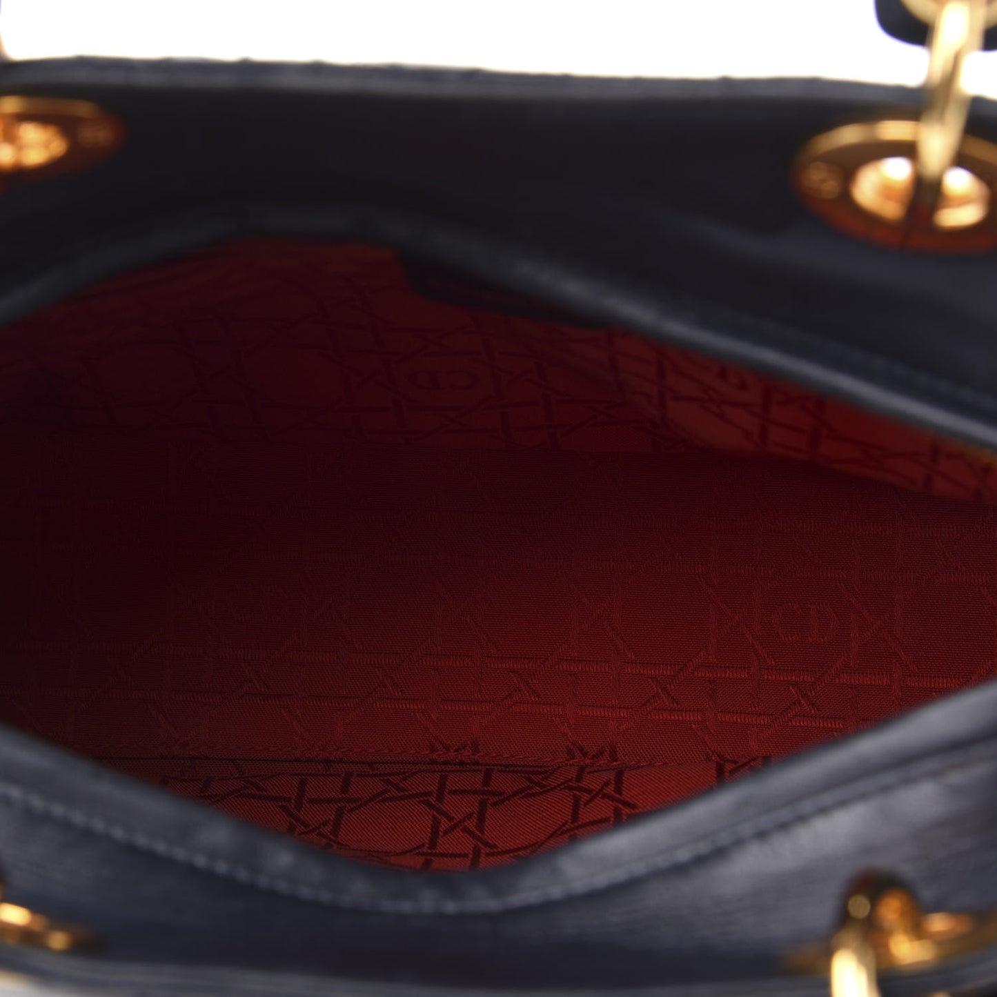 Lambskin Cannage Large Lady Dior Navy Blue