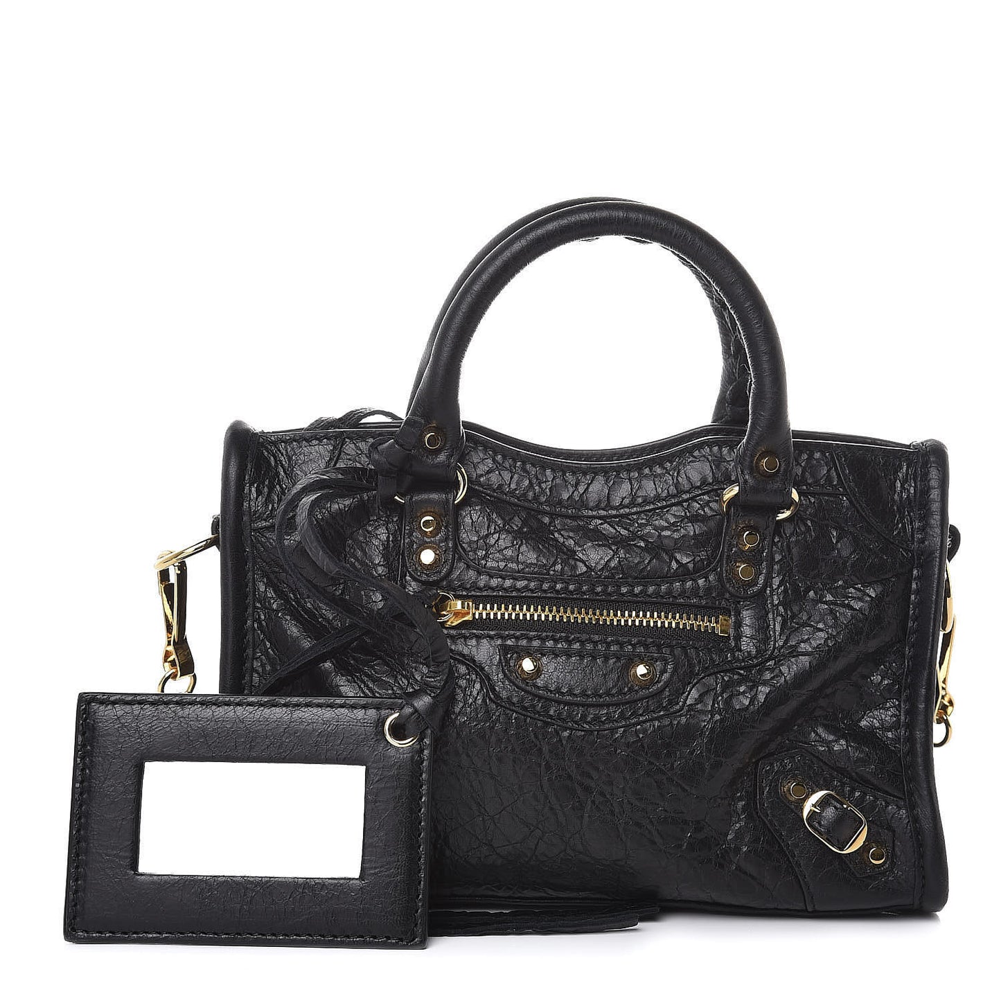 Agneau Classic Gold Hardware Nano City Black