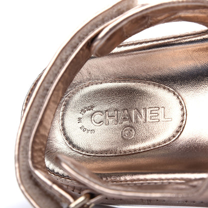 Chanel Iridescent Lambskin Quilted Velcro Dad Sandals 38.5 Light Bronze 8 of 11
