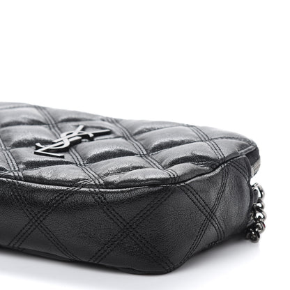 Saint Laurent Grained Lambskin Quilted Mini Becky Double Zip Bag Black 8 of 8