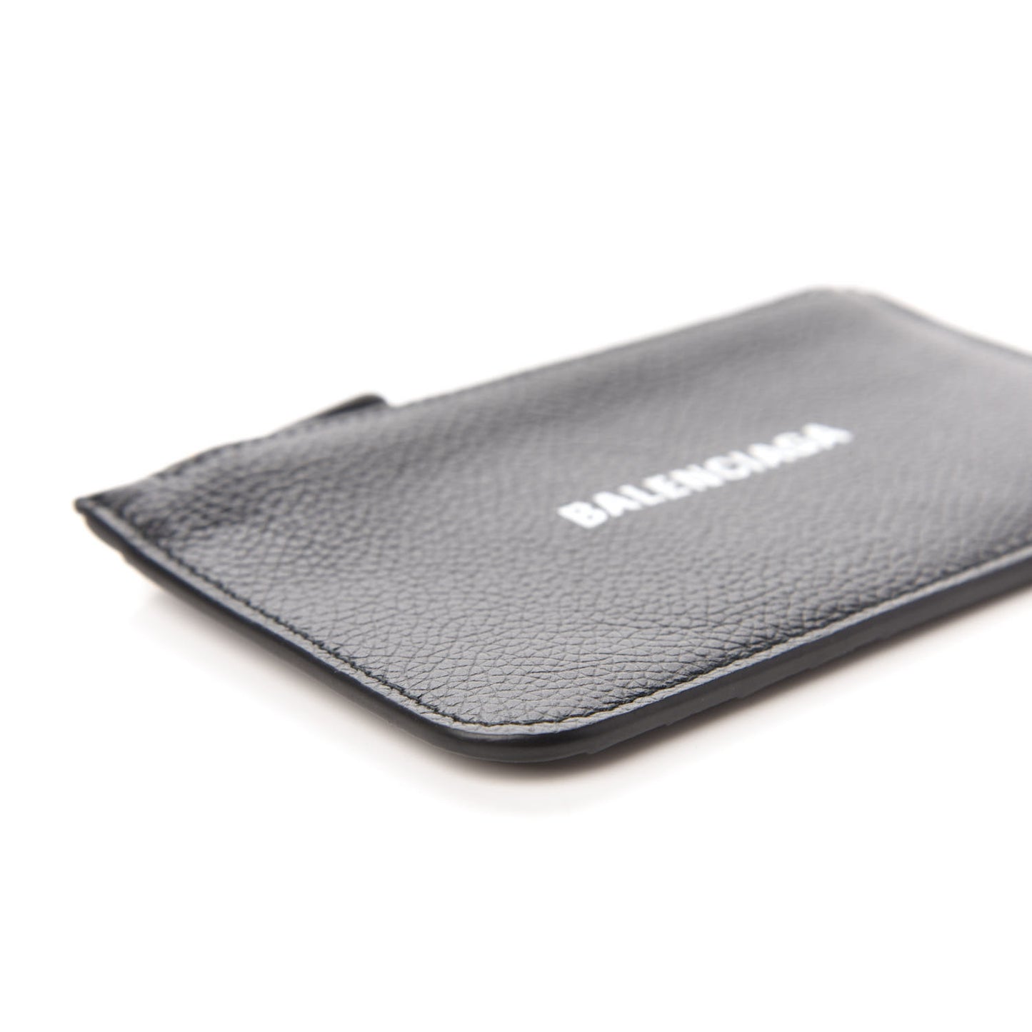 Grained Calfskin Logo Cash Long Coin Card Holder Black White