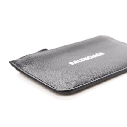 Balenciaga Grained Calfskin Logo Cash Long Coin Card Holder Black White 6 of 10