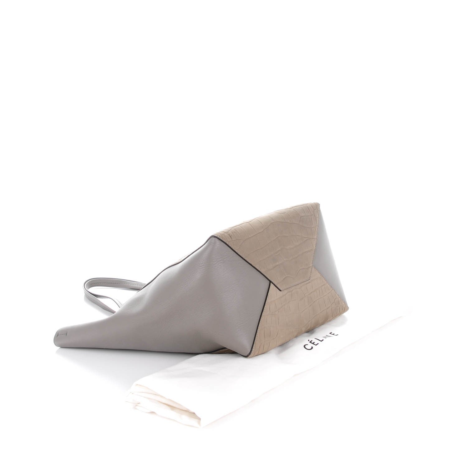 Celine Crocodile Embossed Calfskin Medium Horizontal Cabas Phantom Grey 4 of 8