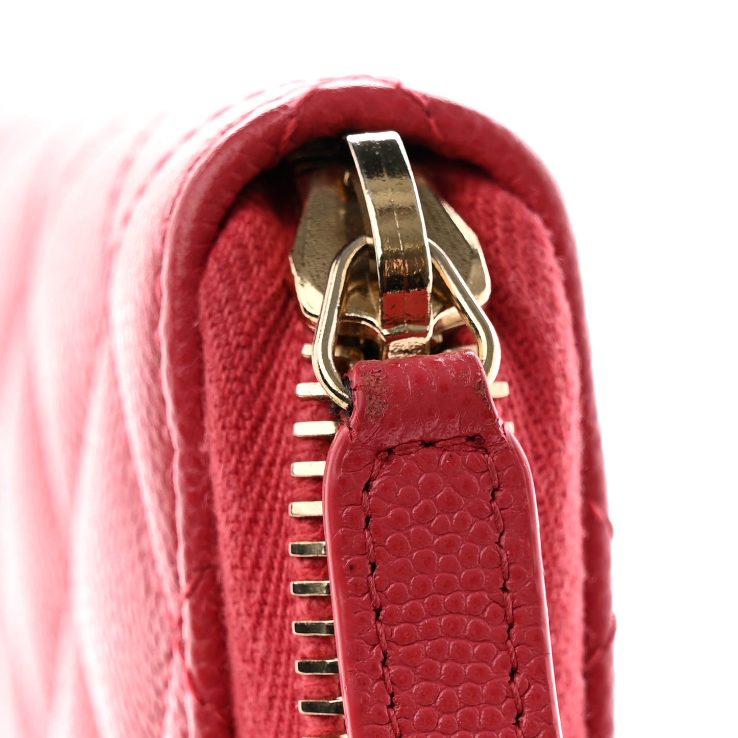 Caviar Quilted Medium Zip Around Wallet Dark Pink