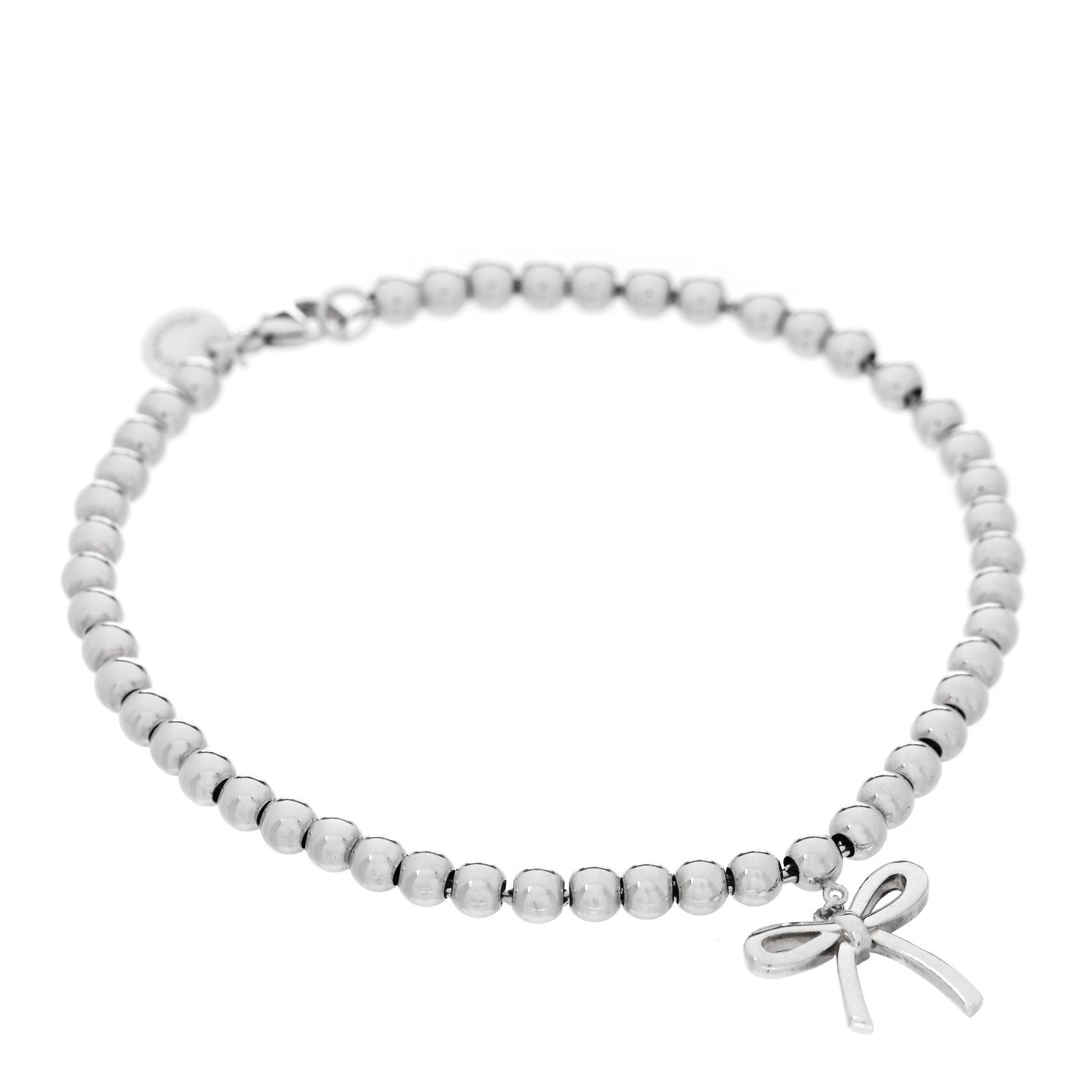 Tiffany Sterling Silver 4mm Bow Bead Bracelet 1 of 6