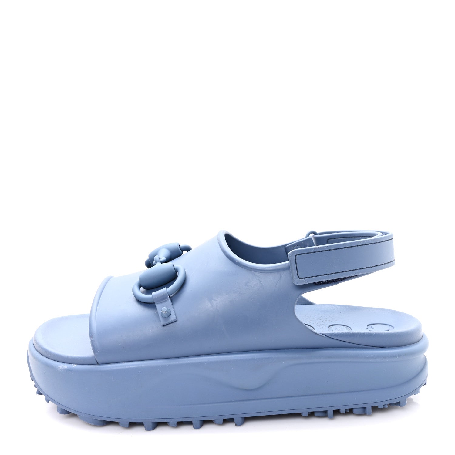 Gucci Soft Rubber Horsebit Touch Mens Strapped Sandals 9 Washed Indigo 1 of 10