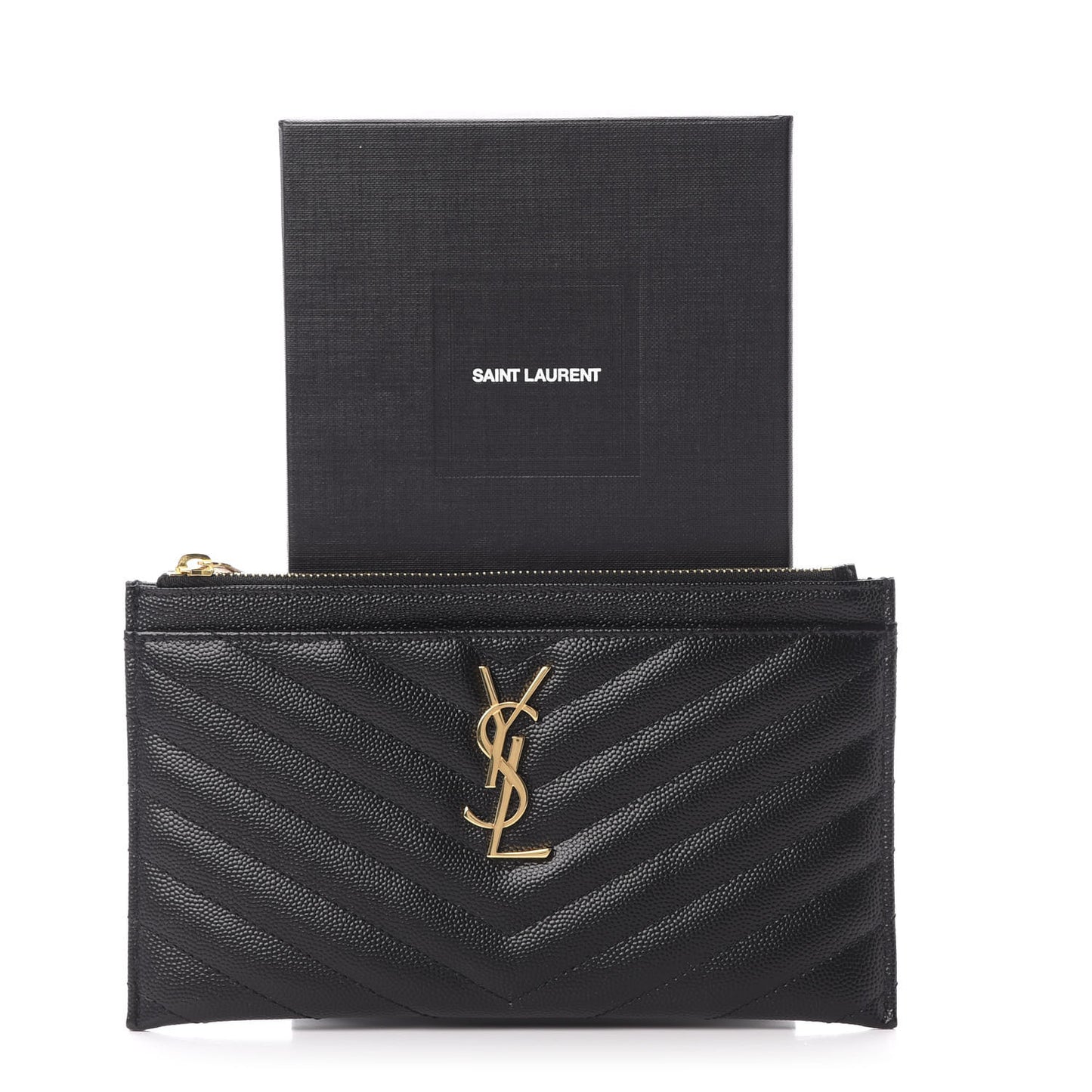 Grain De Poudre Chevron Monogram Bill Pouch Black