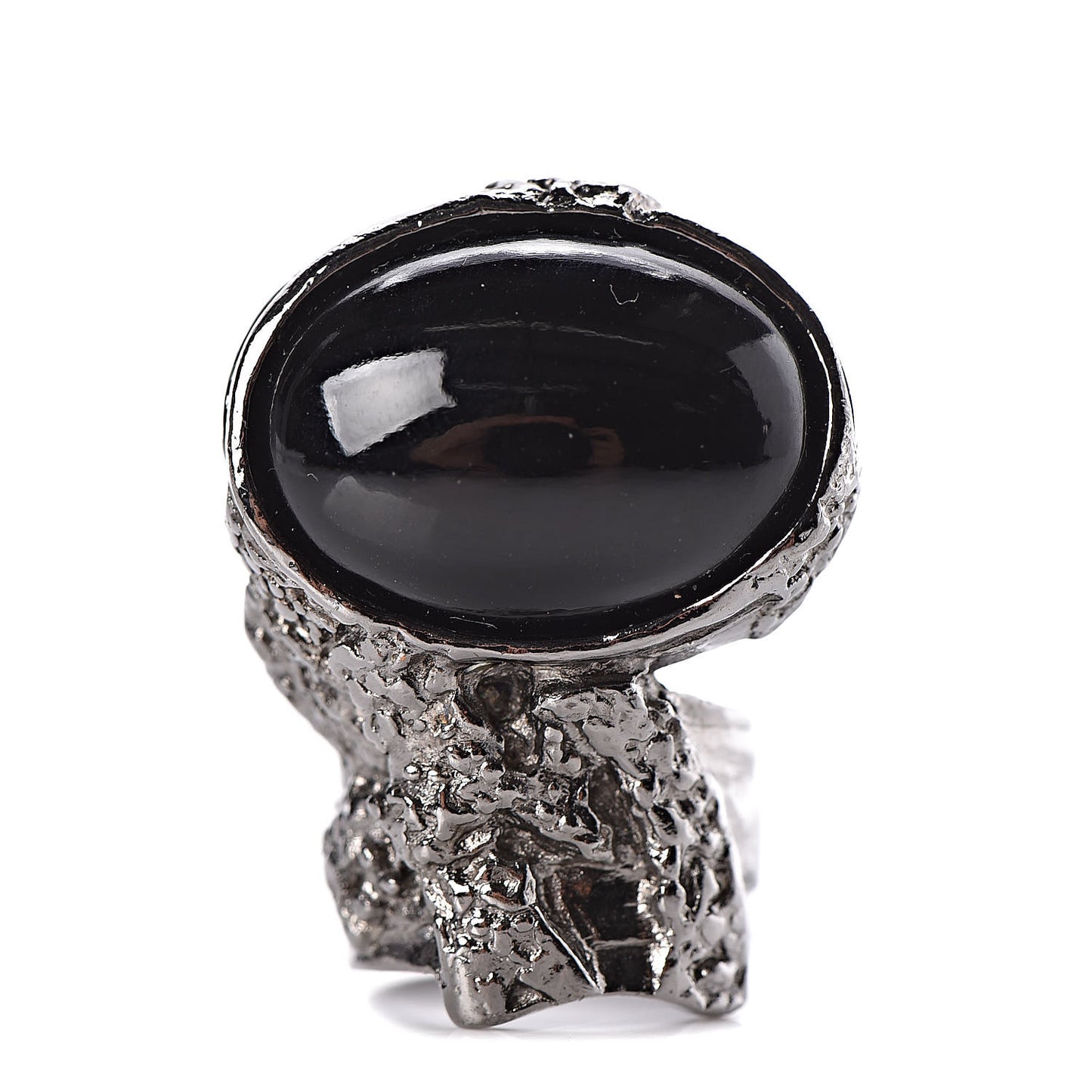 Glass Cabochon Gunmetal Arty Ovale Ring 5 Black