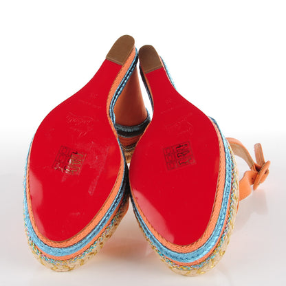 Christian Louboutin Calfskin Rope Cataclou 140 Wedge Sandals 38 Framboise 9 of 14