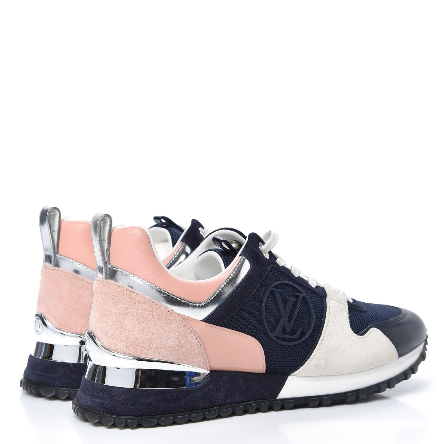 Suede Calfskin Run Away Sneakers 37.5 Blue Pink White