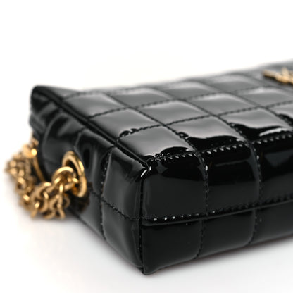 Saint Laurent Vinyl Carre Quilted Cassandre Wristlet Pouch Black 8 of 10