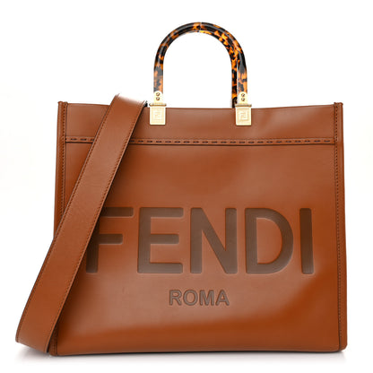 Fendi Vitello King Plexiglass Medium Fendi Sunshine Shopper Tote Cuoio 1 of 9