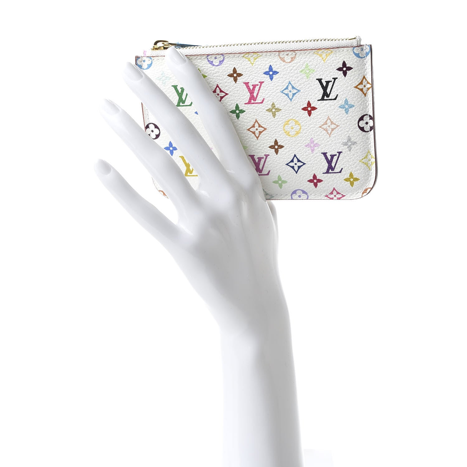 Louis Vuitton Monogram Multicolor Key Pouch White Litchi 2 of 9
