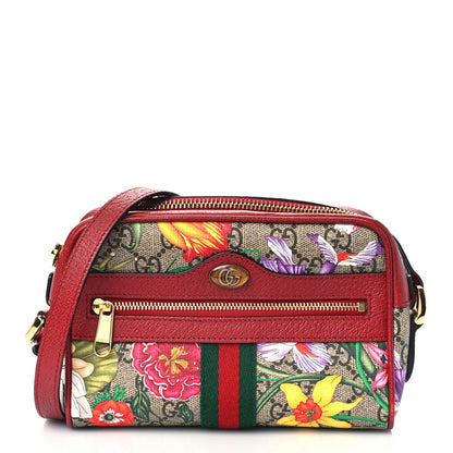 Gucci GG Supreme Monogram Flora Web Mini Ophidia Shoulder Bag Red 1 of 9
