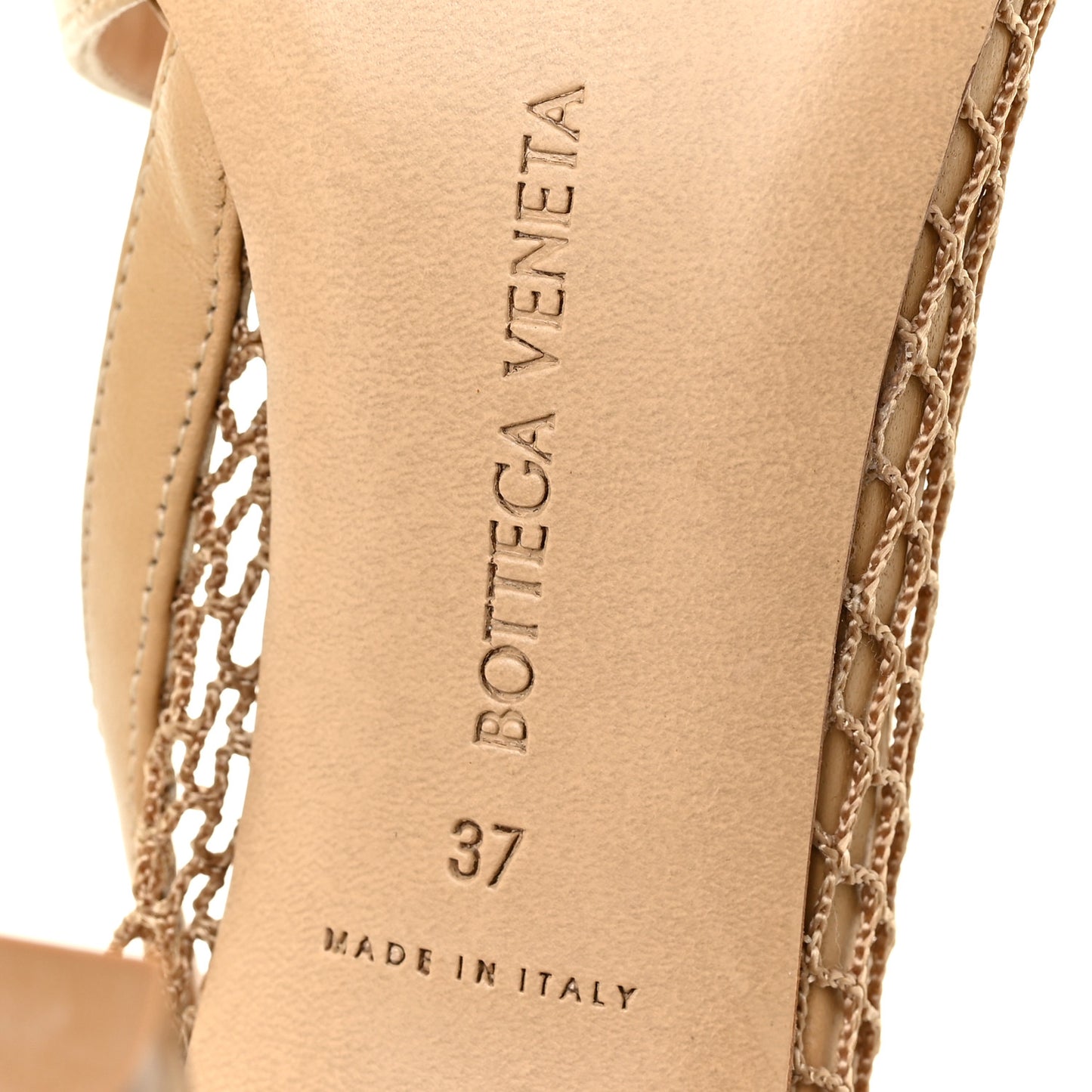 Mesh Nappa Chunky Chain Sandals 37 Beige Pony