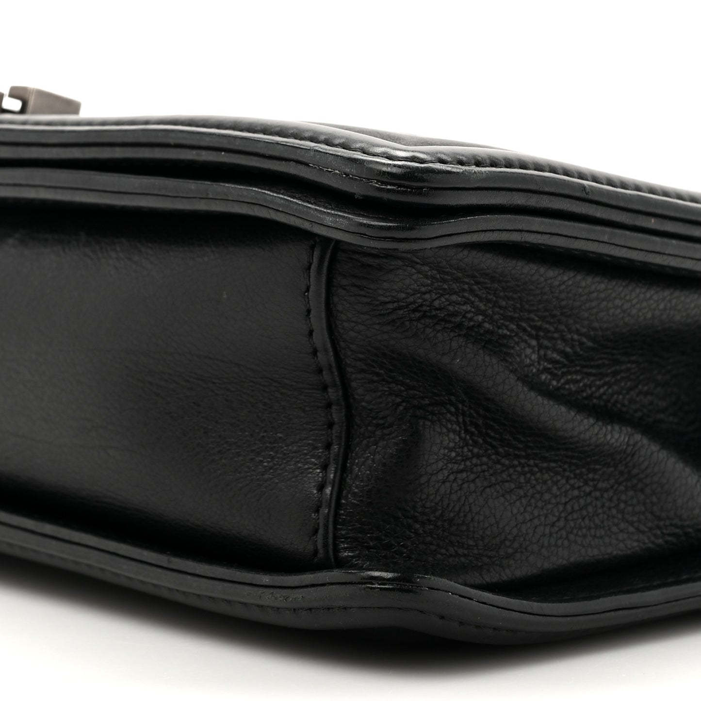 Calfskin Crystal Embossed Medium Boy Flap Black