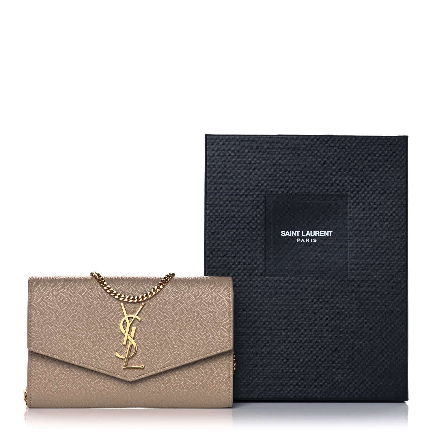 Saint Laurent Grain De Poudre Monogram Uptown Chain Wallet Dark Beige 13 of 13