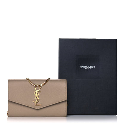 Saint Laurent Grain De Poudre Monogram Uptown Chain Wallet Dark Beige 13 of 13
