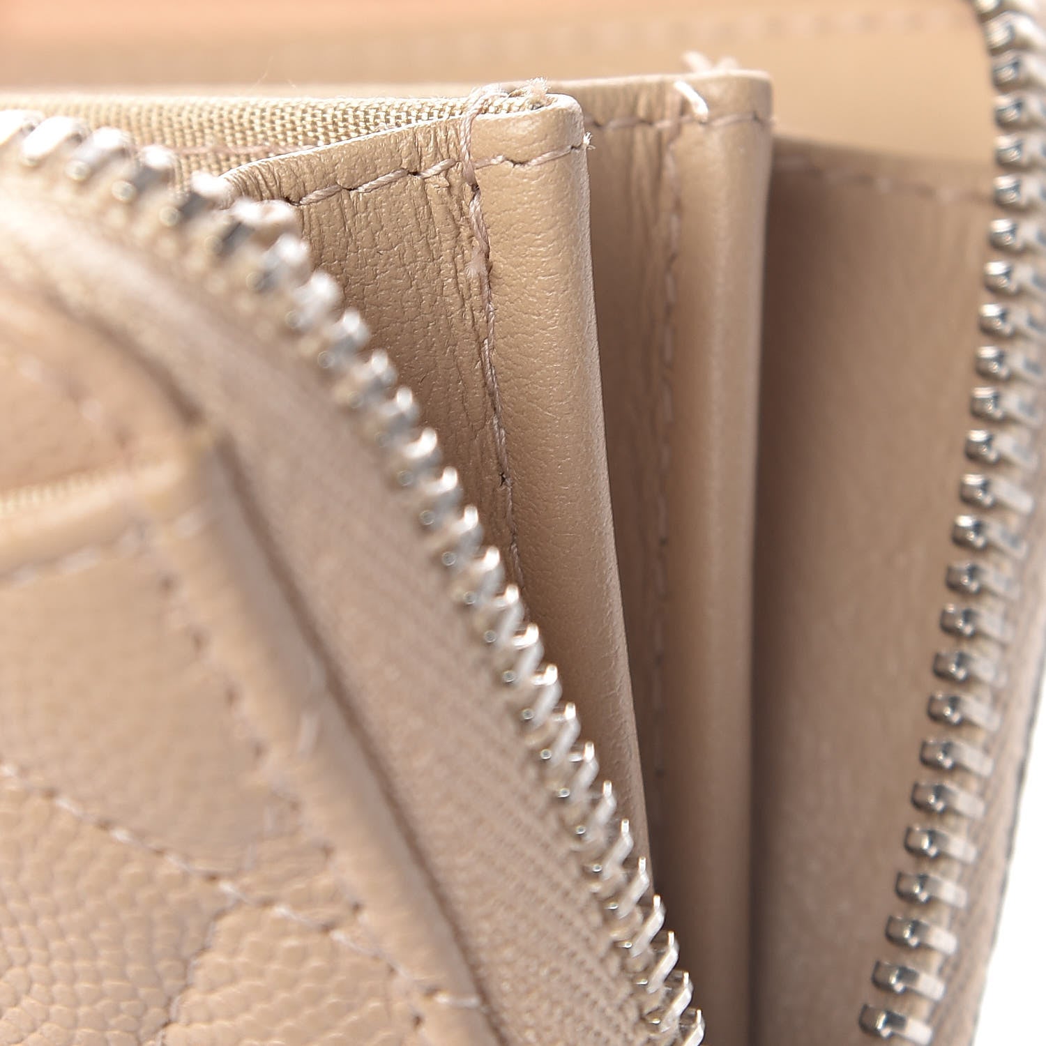 Chanel Caviar Quilted Zip Card Holder Beige 9 of 11