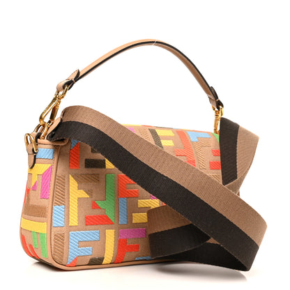 Fendi Canvas Vitello King FF Multicolor Embroidered Baguette Multicolor Cuoio 2 of 8