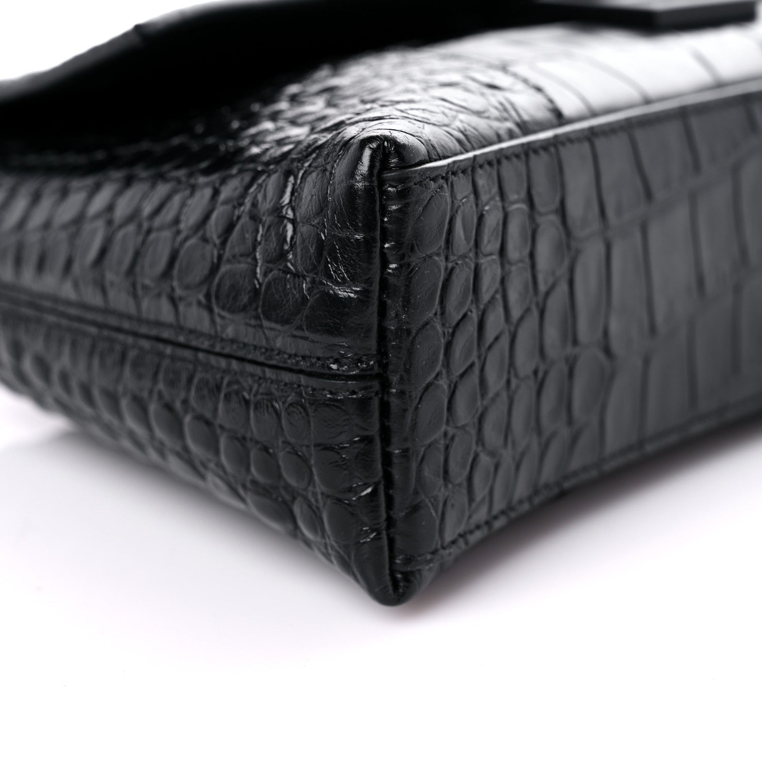 Balenciaga Extra Supple Calfskin Crocodile Embossed Monochrome XS Downtown Shoulder Bag Black 8 of 10
