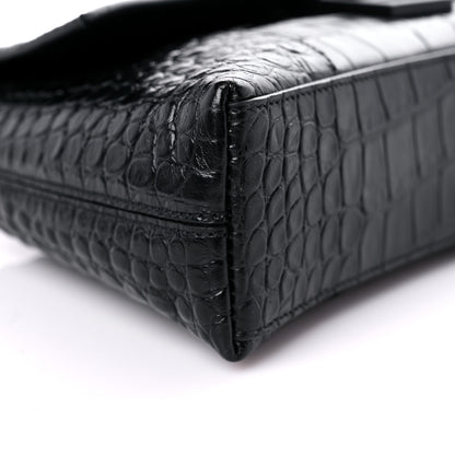 Balenciaga Extra Supple Calfskin Crocodile Embossed Monochrome XS Downtown Shoulder Bag Black 8 of 10