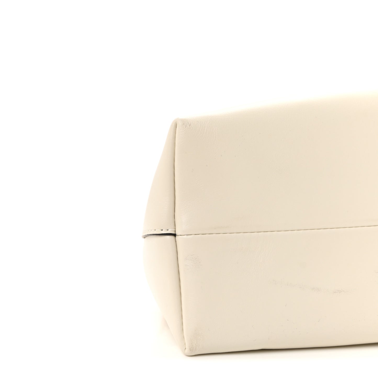 Smooth Shiny Calfskin Medium Cinch M Bucket Bag Latte