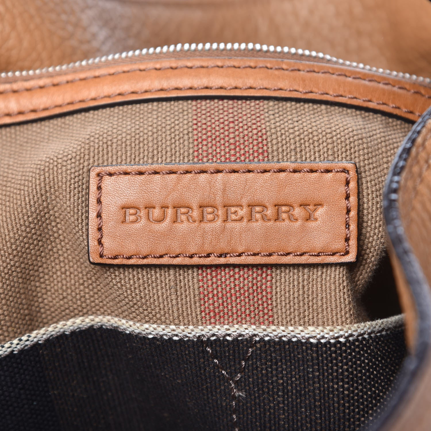 Burberry Canvas Mega Check Medium Susanna Tassel Hobo Saddle Brown 6 of 8