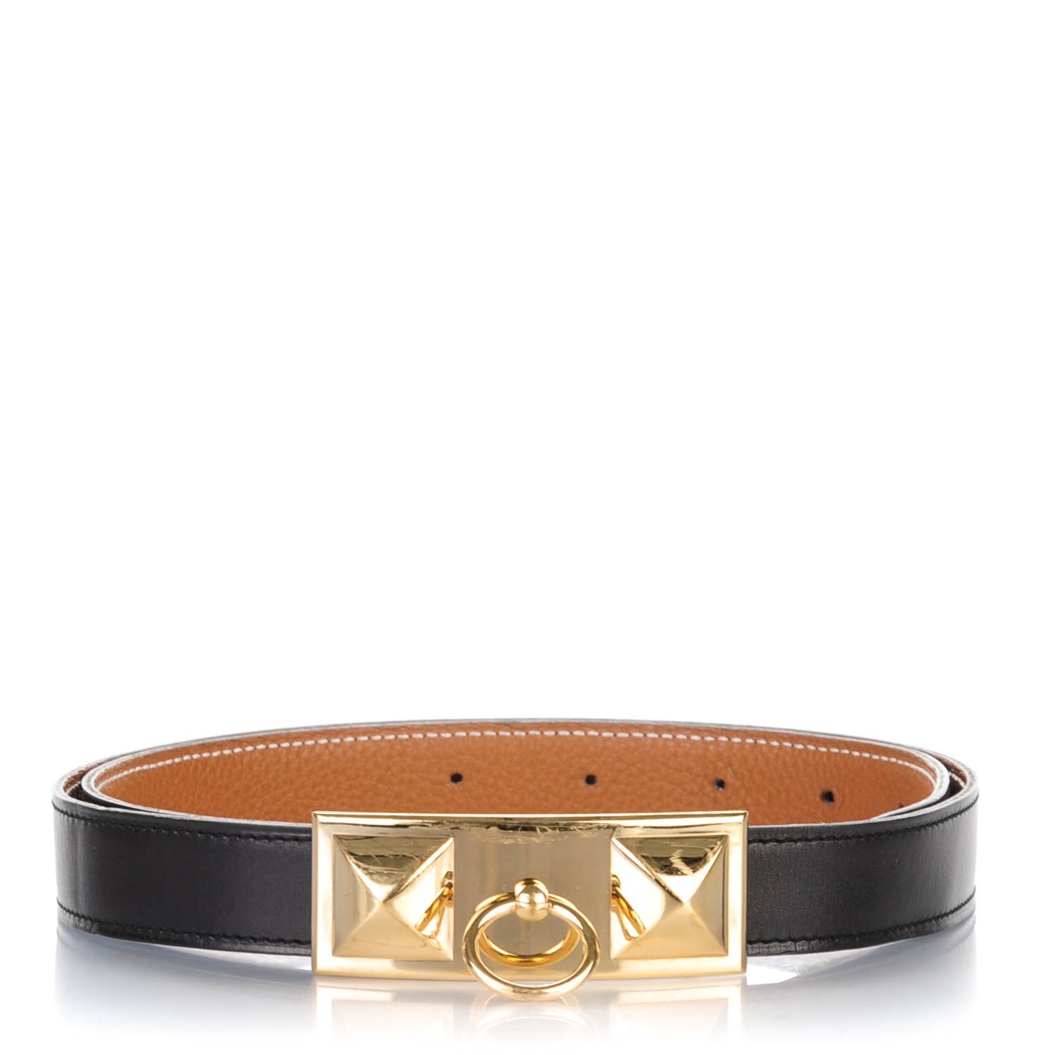 Hermes Box Togo 24mm Sydney Belt 85 Black Gold 1 of 8