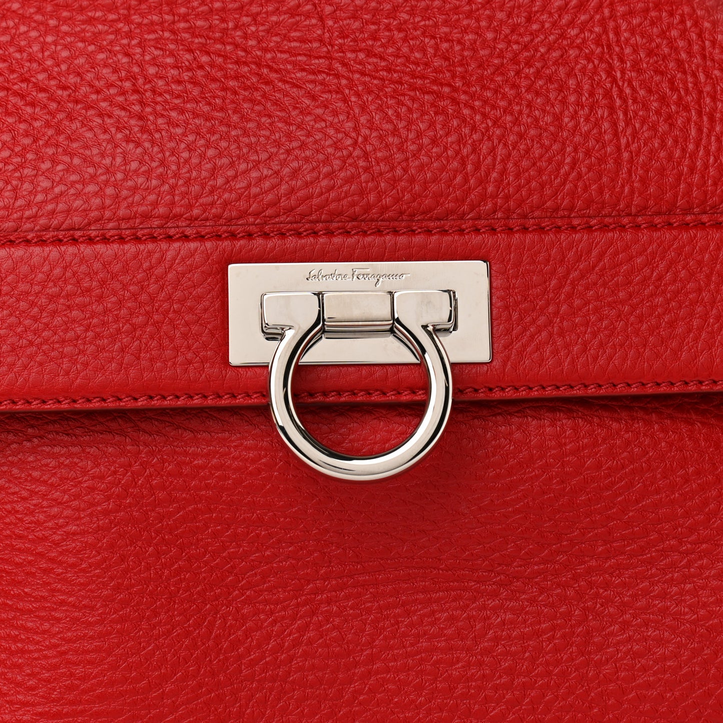 Grained Calfskin Sofia Satchel Red