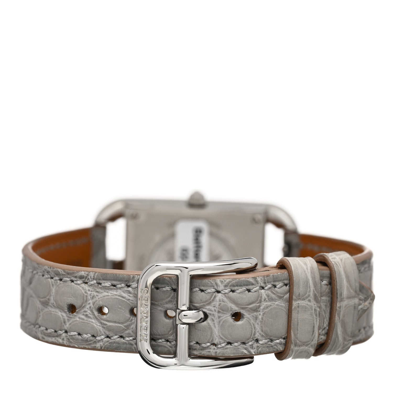 Hermes Stainless Steel Alligator Diamond Bezel Grey Sapphire Mother of Pearl 23mm Cape Cod Quartz Watch Gris Perle 3 of 5