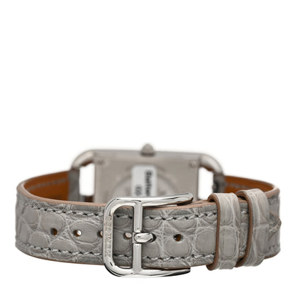 Hermes Stainless Steel Alligator Diamond Bezel Grey Sapphire Mother of Pearl 23mm Cape Cod Quartz Watch Gris Perle 3 of 5