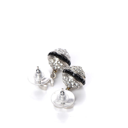 Chanel Crystal CC Drop Earrings Black Silver 3 of 5