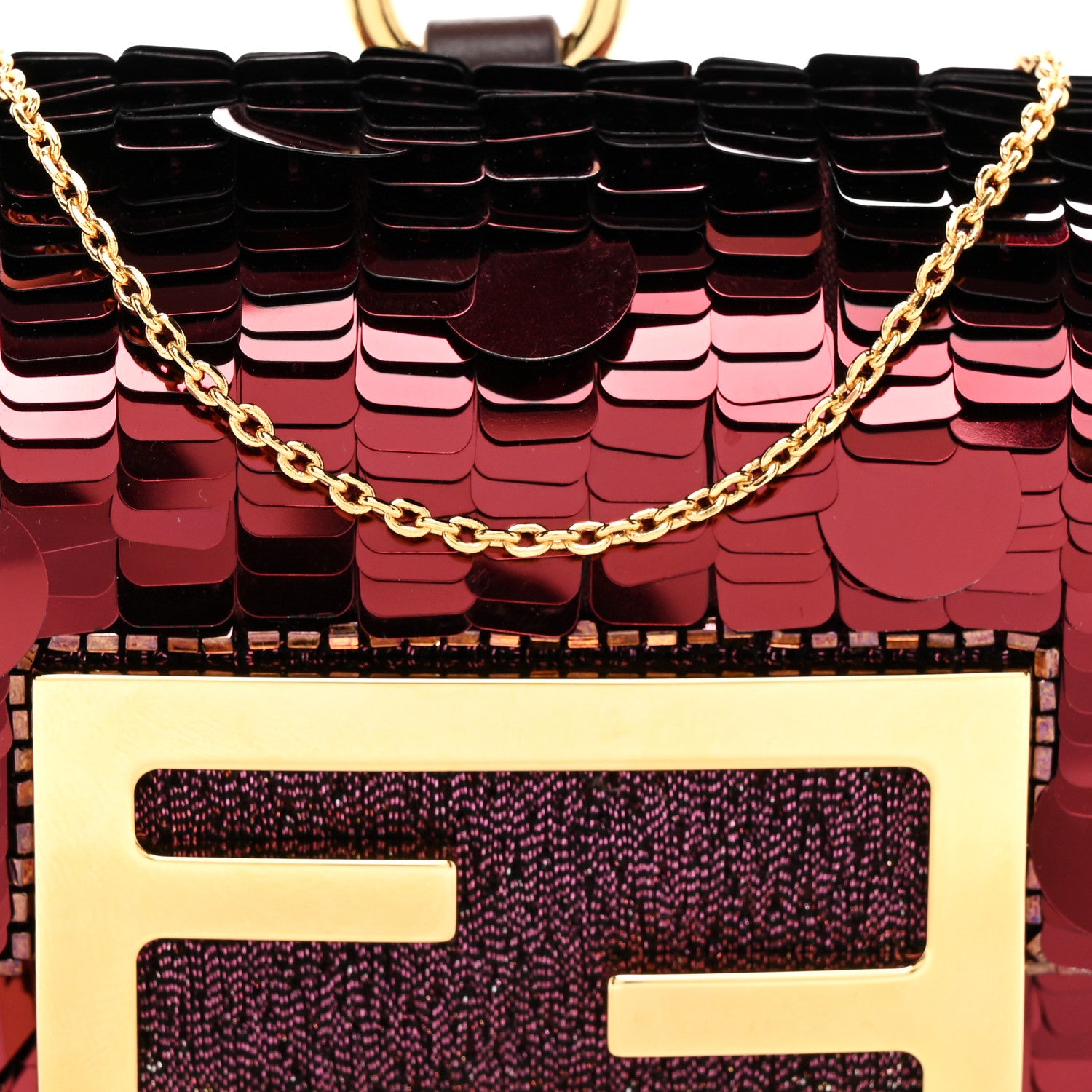 Fendi Sequin Paillettes Shiny Nappa Sex and the City Nano Maxi Buckle Baguette Charm Ciclamino Pilar 8 of 11