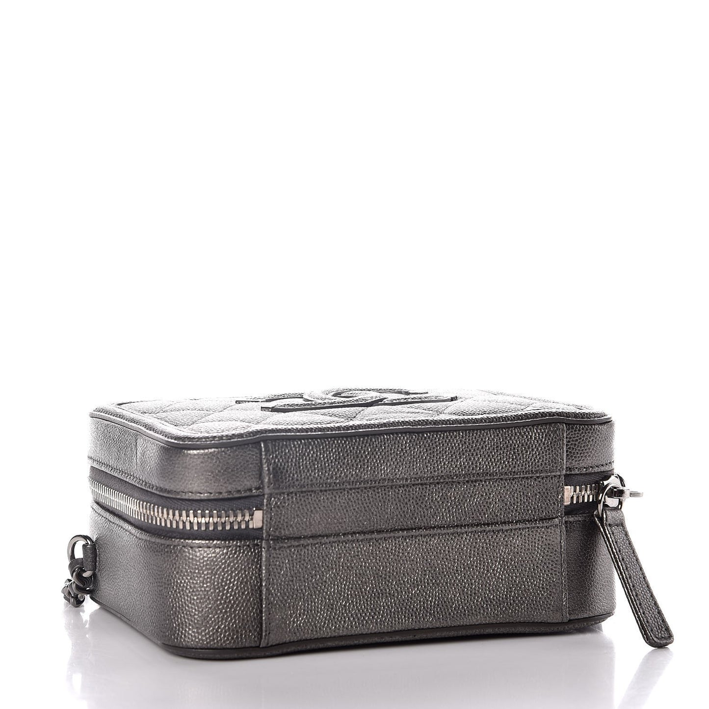 Caviar Quilted Small CC Filigree Vanity Case Dark Grey