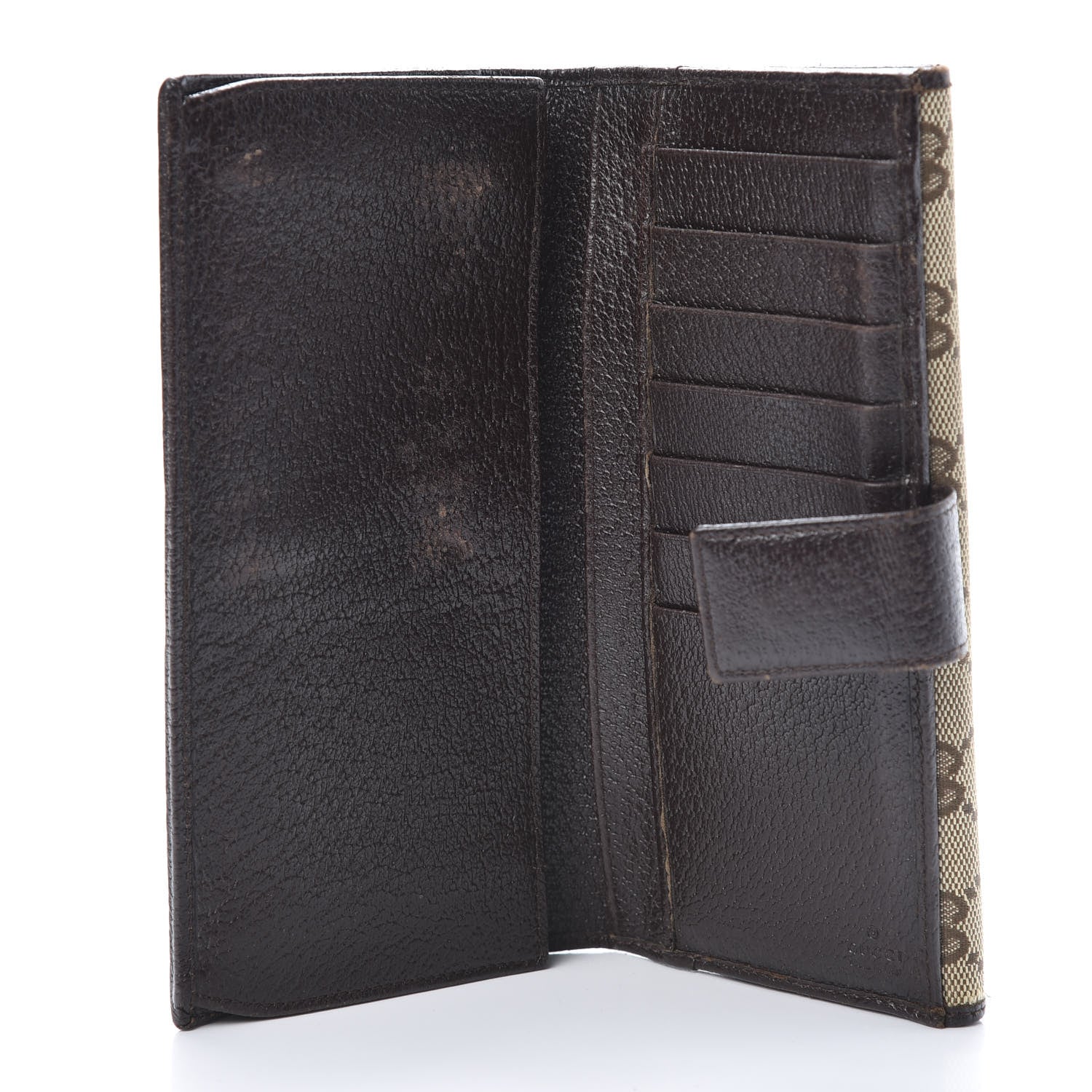 Gucci Monogram Metal Bar Continental Flap Wallet Beige Ebony Dark Brown 5 of 13