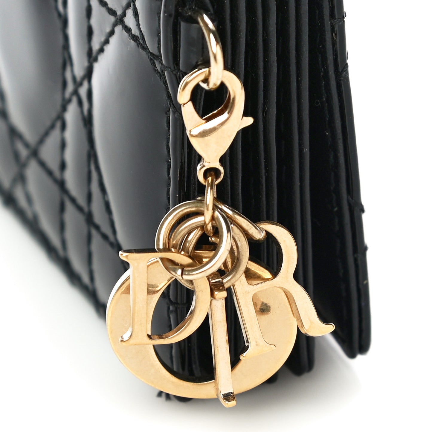 Patent Cannage Lady Dior 5-Gusset Card Holder Black